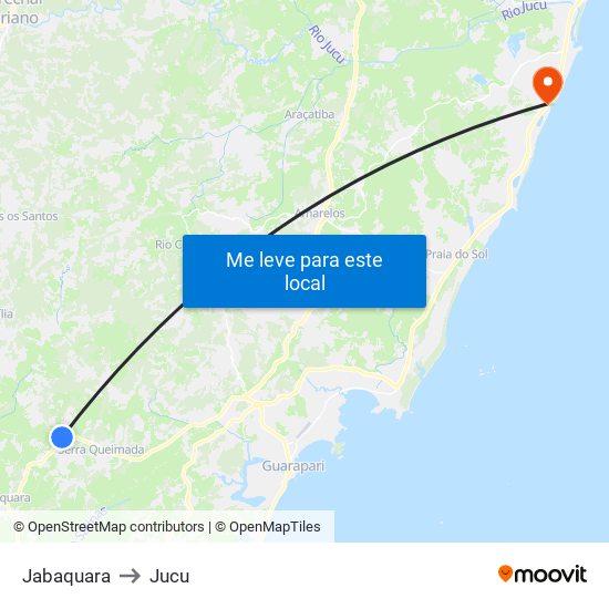 Jabaquara to Jucu map