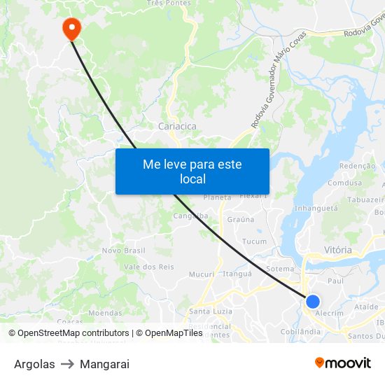 Argolas to Mangarai map