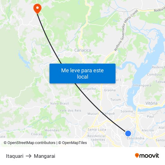 Itaquari to Mangarai map