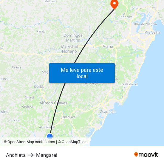 Anchieta to Mangarai map