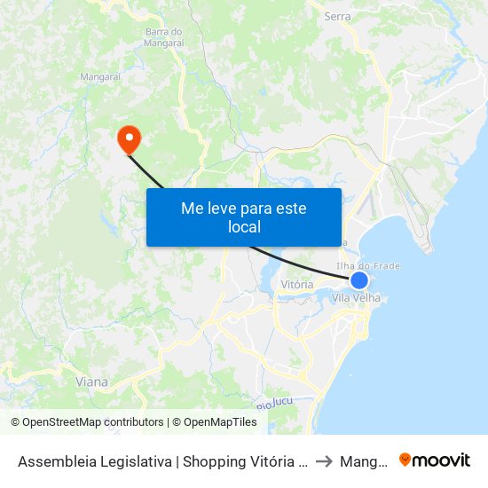 Assembleia Legislativa | Shopping Vitória (Transcol) to Mangarai map