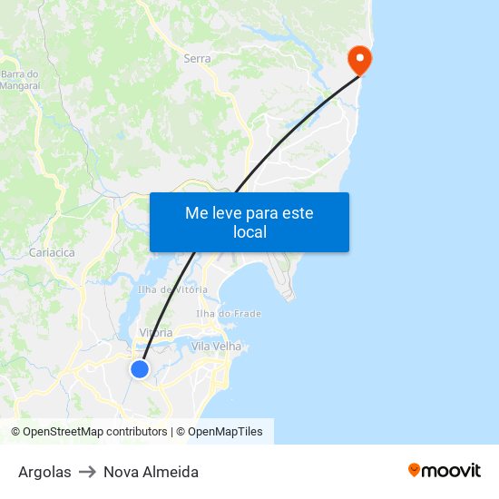 Argolas to Nova Almeida map