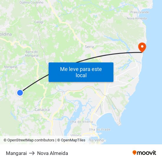 Mangarai to Nova Almeida map