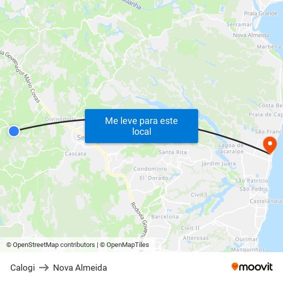 Calogi to Nova Almeida map