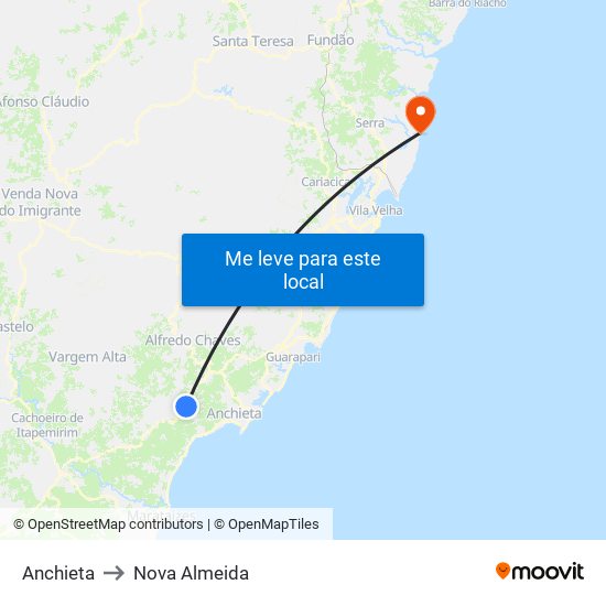 Anchieta to Nova Almeida map
