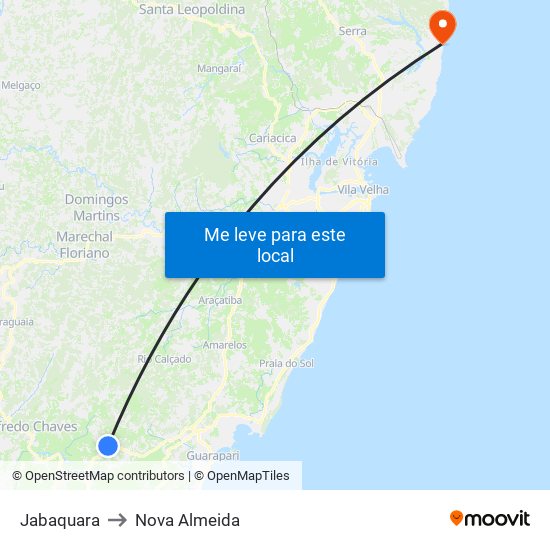 Jabaquara to Nova Almeida map