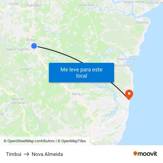 Timbui to Nova Almeida map