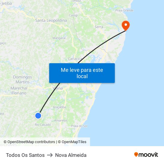 Todos Os Santos to Nova Almeida map
