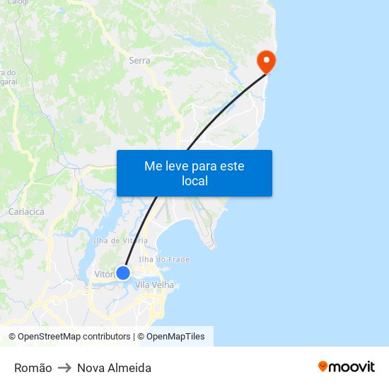 Romão to Nova Almeida map