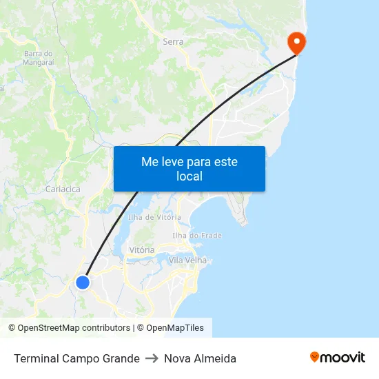Terminal Campo Grande to Nova Almeida map