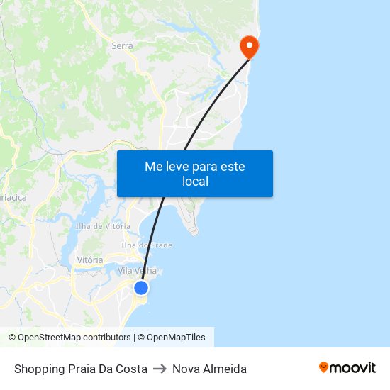 Shopping Praia Da Costa to Nova Almeida map