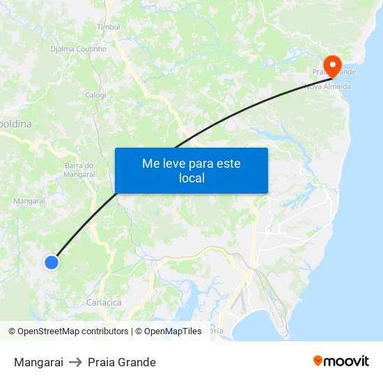 Mangarai to Praia Grande map