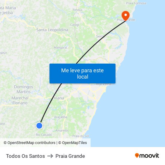 Todos Os Santos to Praia Grande map