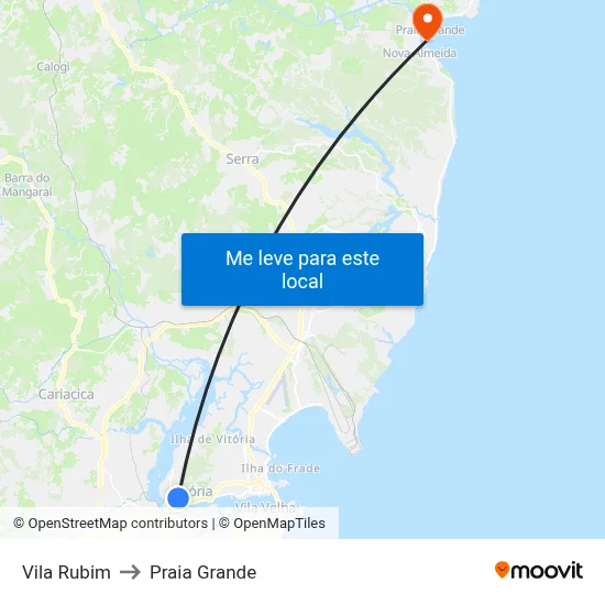 Vila Rubim to Praia Grande map
