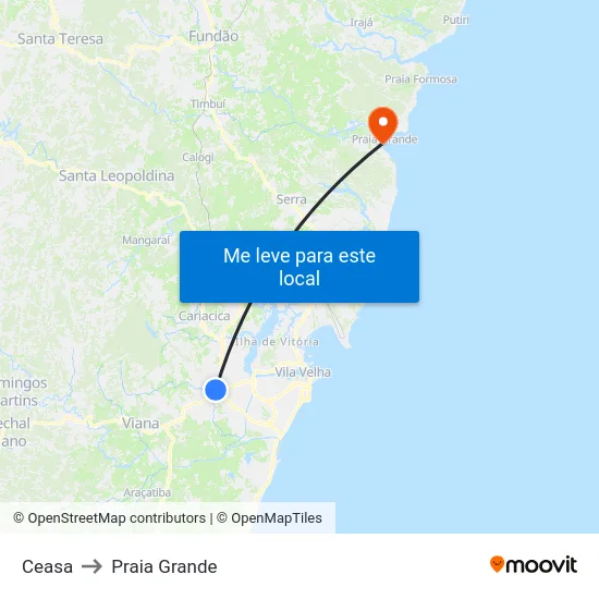 Ceasa to Praia Grande map