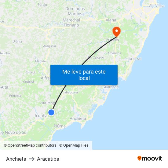 Anchieta to Aracatiba map