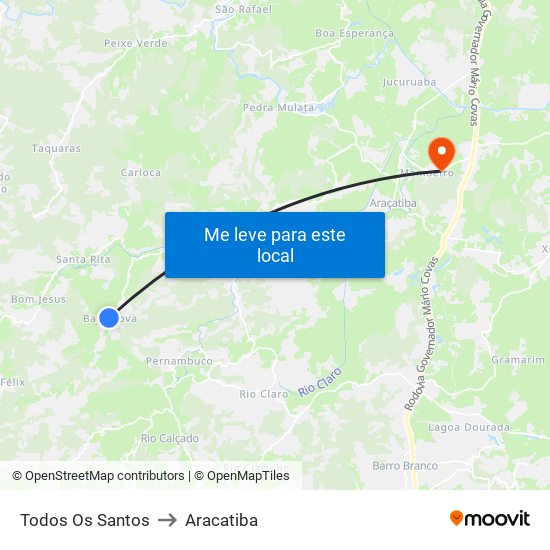 Todos Os Santos to Aracatiba map