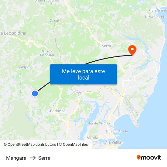 Mangarai to Serra map