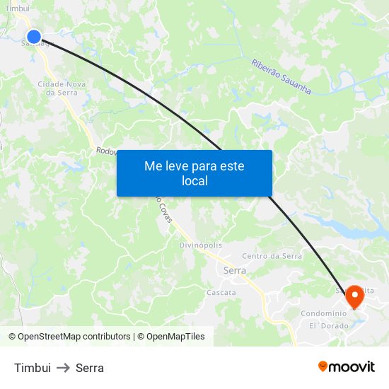 Timbui to Serra map
