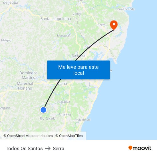 Todos Os Santos to Serra map