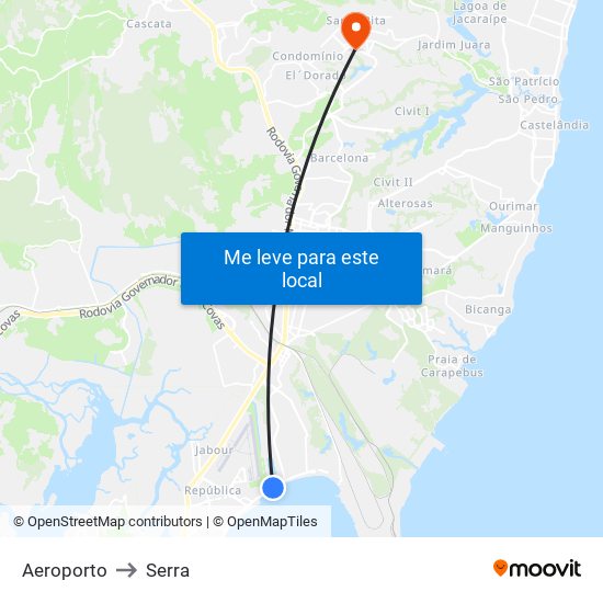 Aeroporto to Serra map