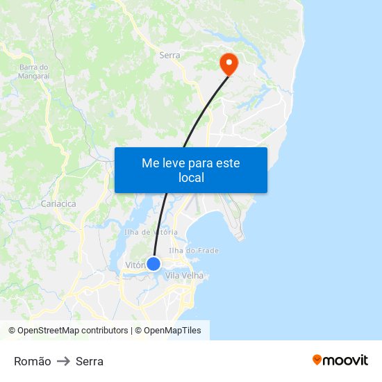 Romão to Serra map