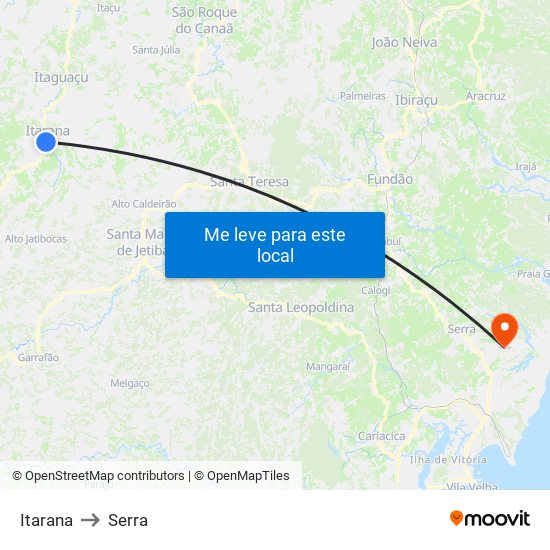 Itarana to Serra map