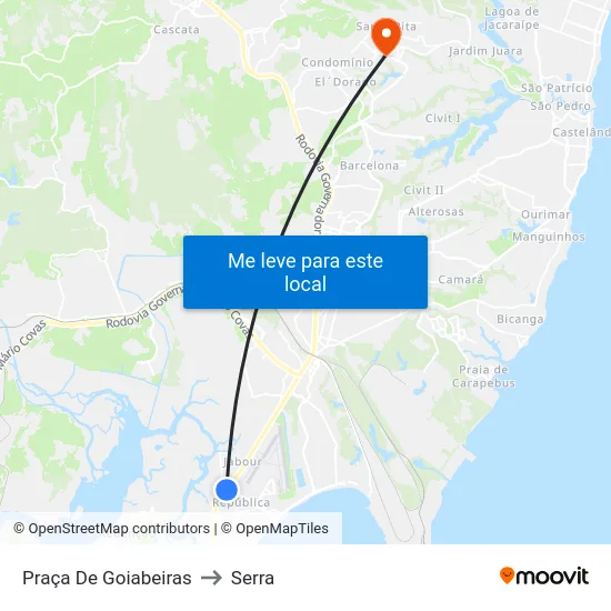 Praça De Goiabeiras to Serra map