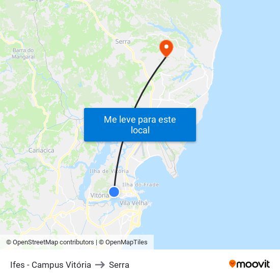 Ifes -  Campus Vitória to Serra map