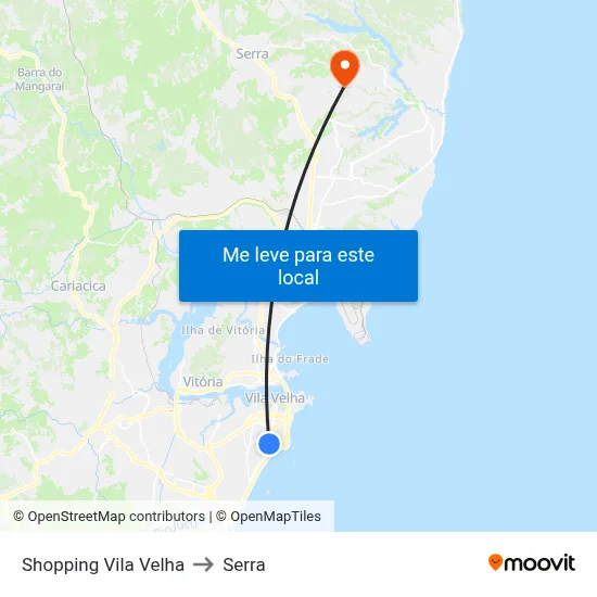 Shopping Vila Velha to Serra map