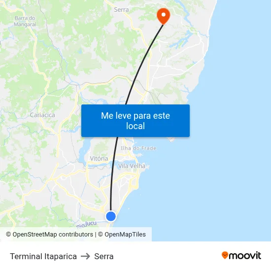 Terminal Itaparica to Serra map