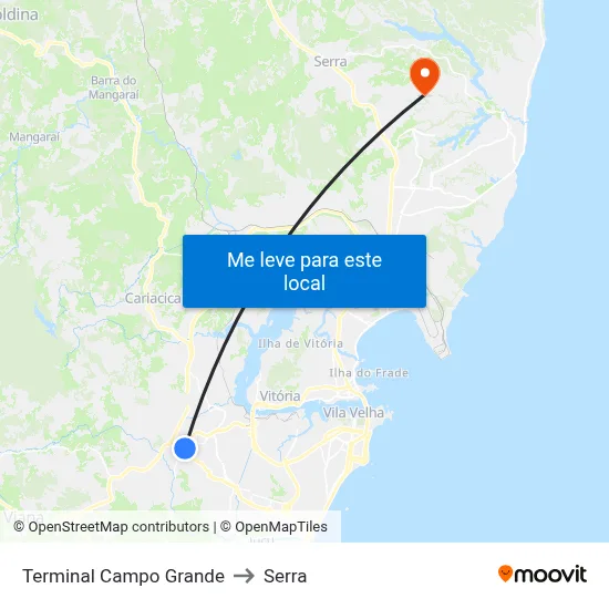 Terminal Campo Grande to Serra map
