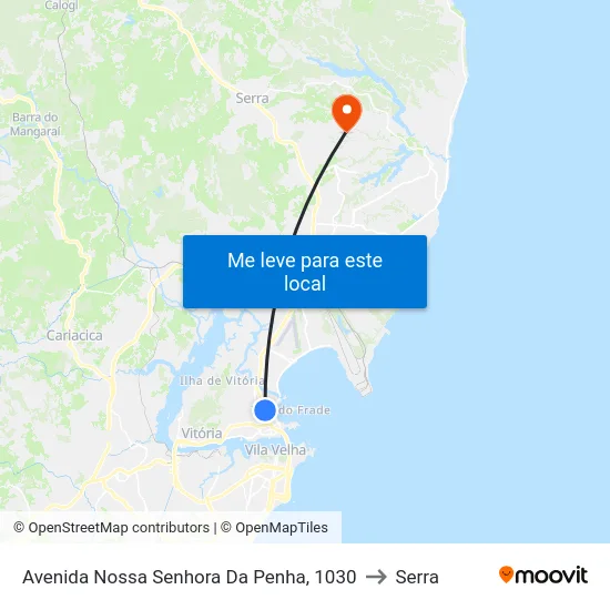 Avenida Nossa Senhora Da Penha, 1030 to Serra map