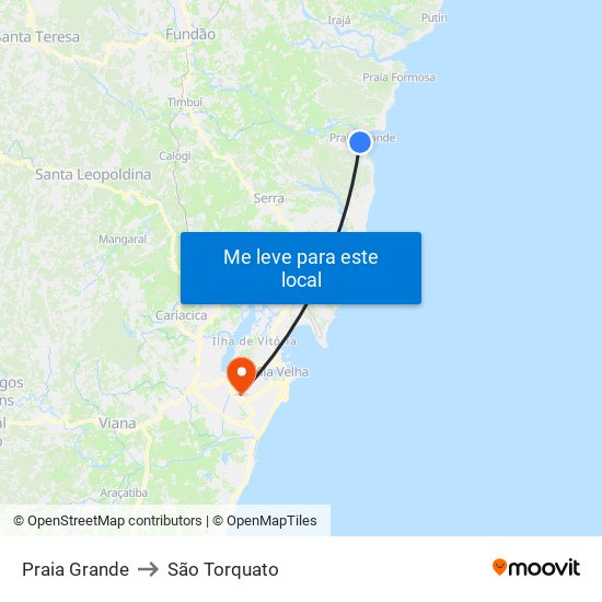 Praia Grande to São Torquato map