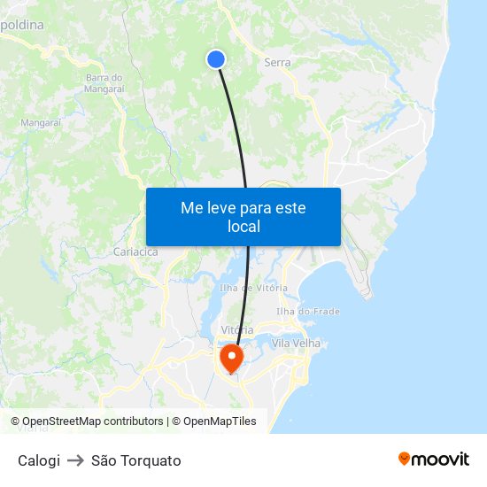 Calogi to São Torquato map