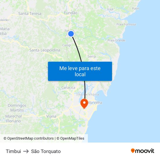 Timbui to São Torquato map