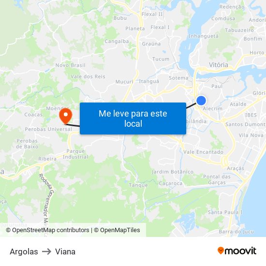 Argolas to Viana map