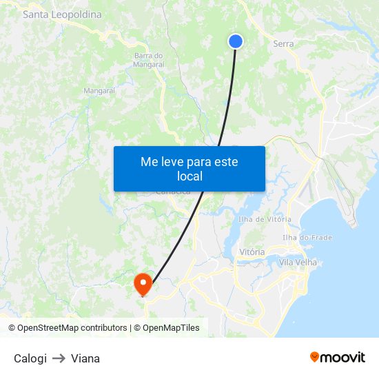Calogi to Viana map