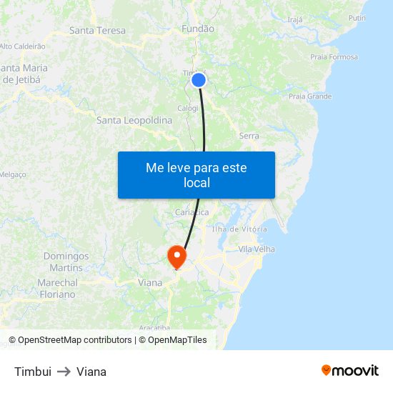Timbui to Viana map