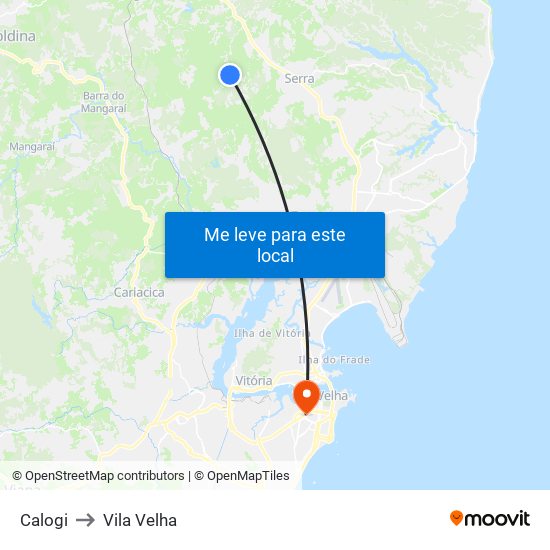 Calogi to Vila Velha map