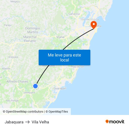 Jabaquara to Vila Velha map