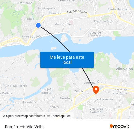 Romão to Vila Velha map