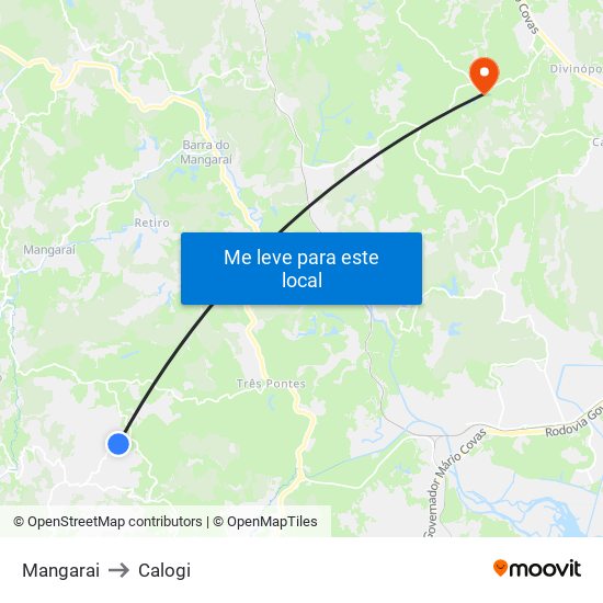 Mangarai to Calogi map
