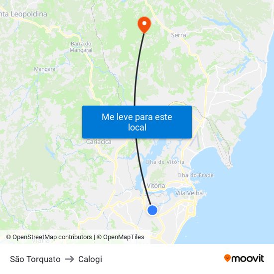 São Torquato to Calogi map