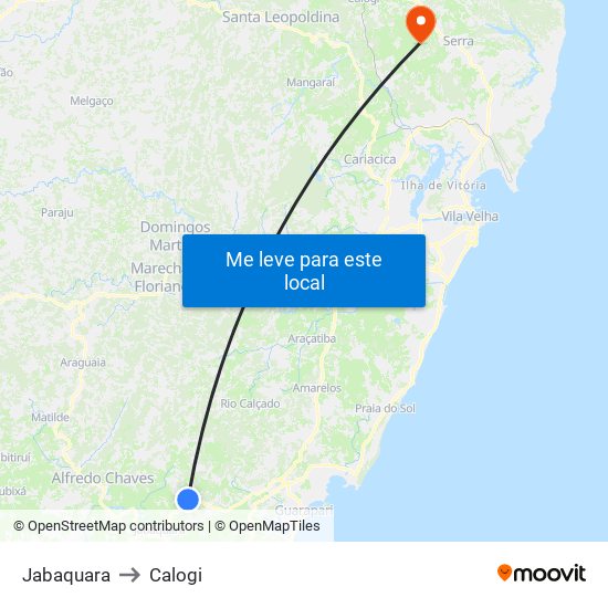 Jabaquara to Calogi map