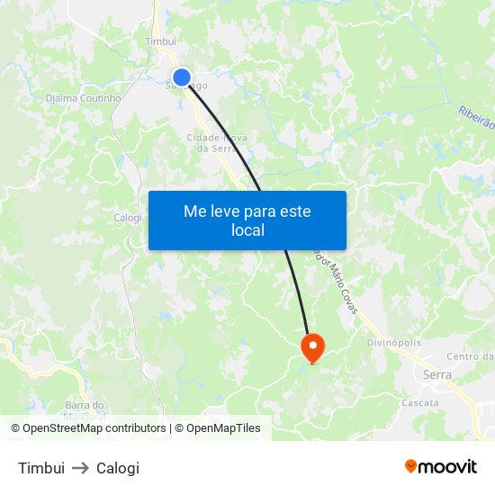Timbui to Calogi map