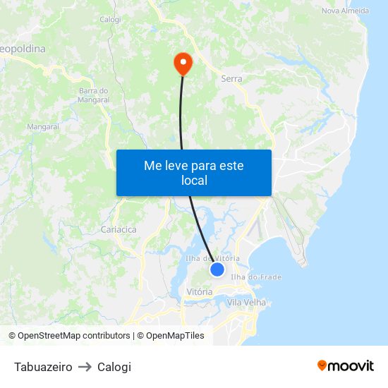 Tabuazeiro to Calogi map