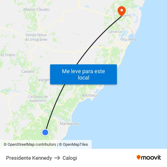 Presidente Kennedy to Calogi map
