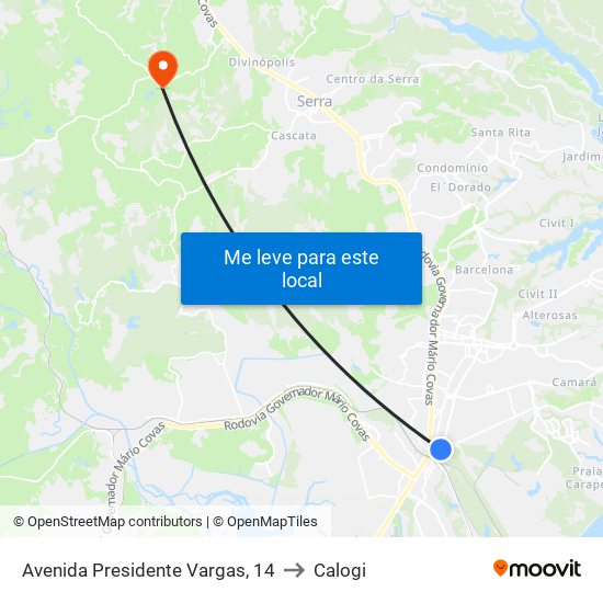 Avenida Presidente Vargas, 14 to Calogi map