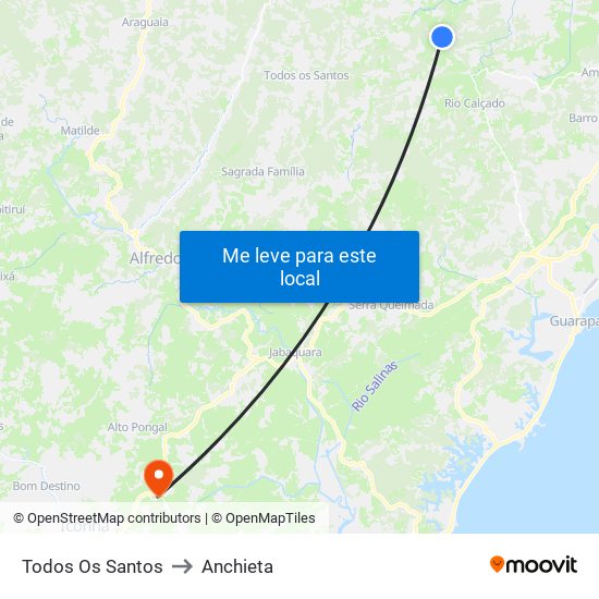 Todos Os Santos to Anchieta map